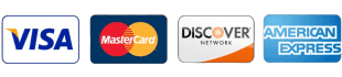 Accepted cards: Visa, Mastercard, Discover, Amex